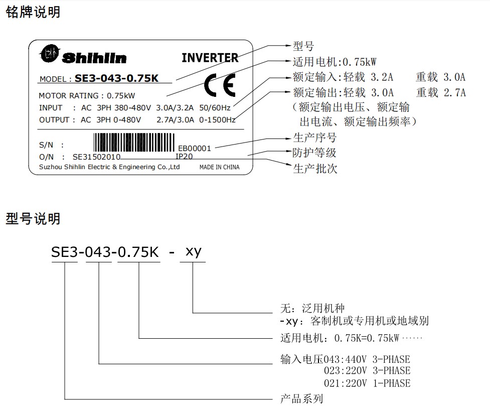 SE3 系列变频器高性能向量型 铭牌型号说明.jpg